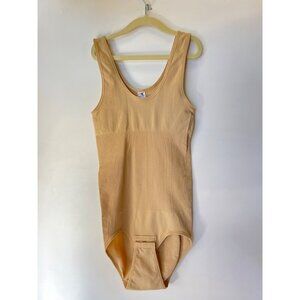 Seamless Shapewear Bodysuit With Ribbed Details In Beige -Size XS/S